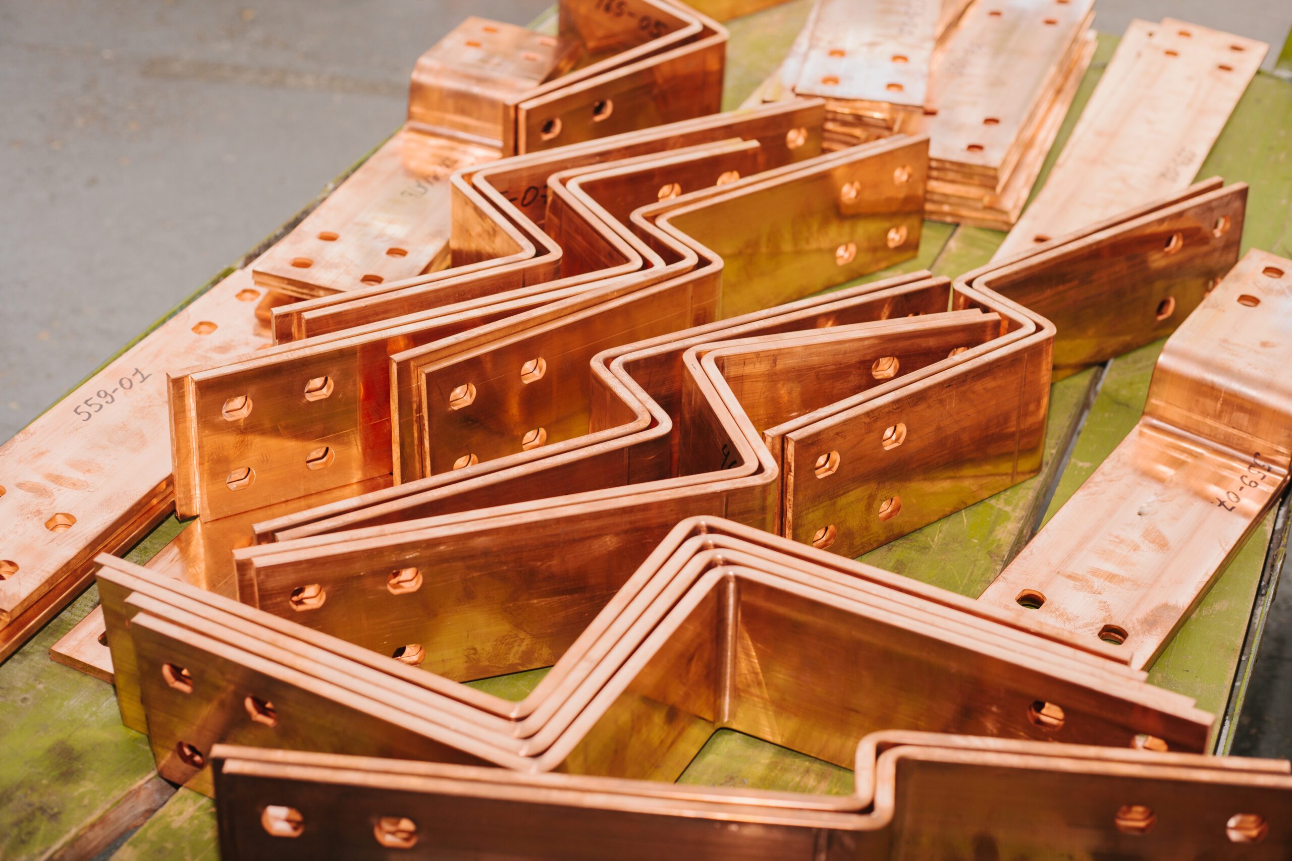 Formed copper bus bars
